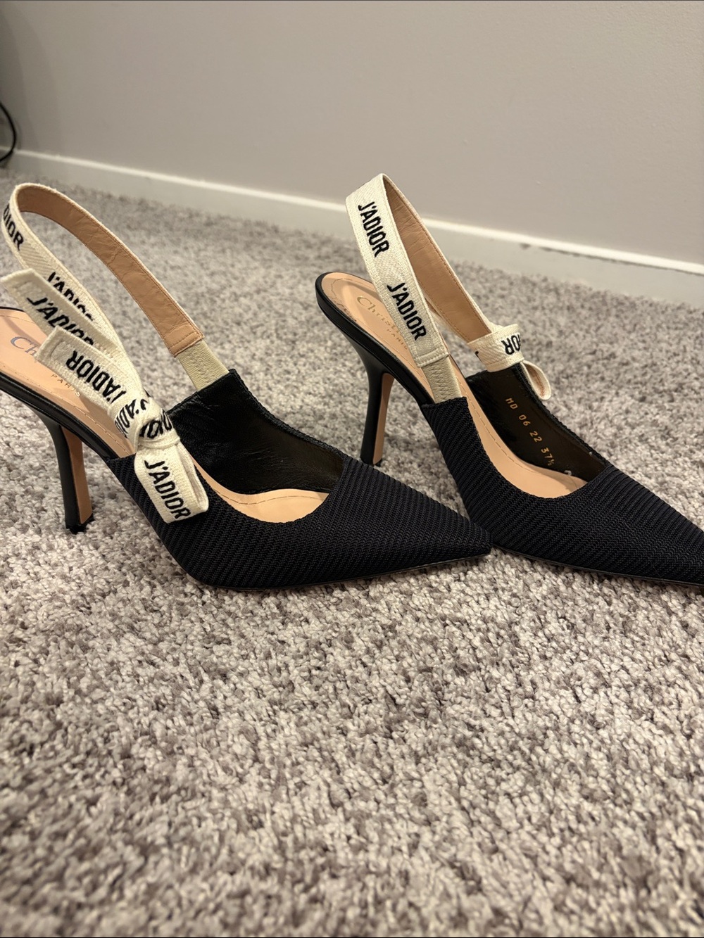 Dior Black J'Adior Slingback Pointed-Toe Heels